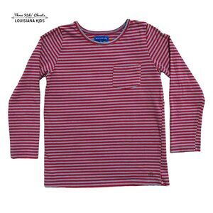 Maison Me 8Y Red & Blue Striped Pocket Shirt